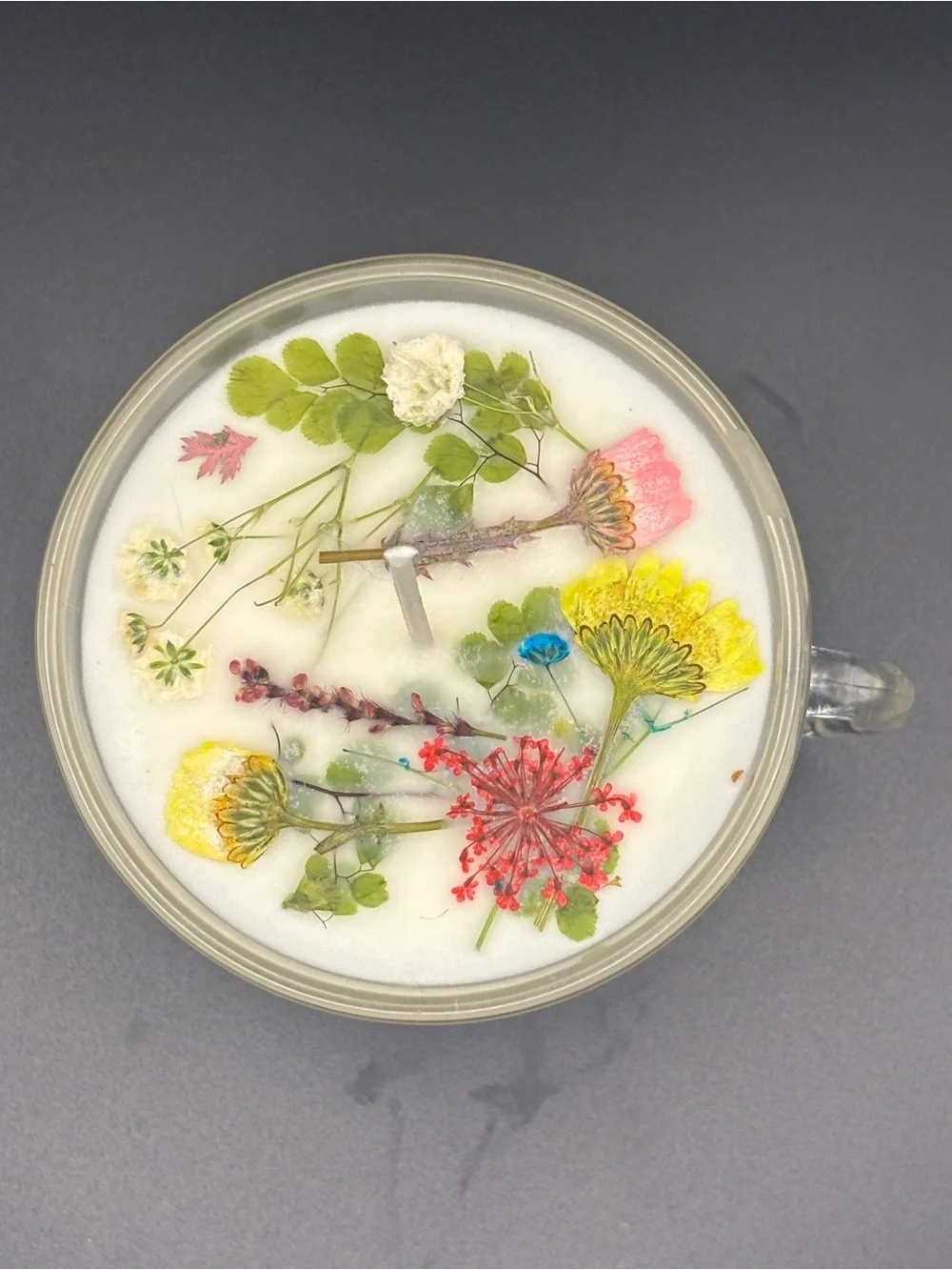 Floral Scented Candle in Clear Glass Teacup